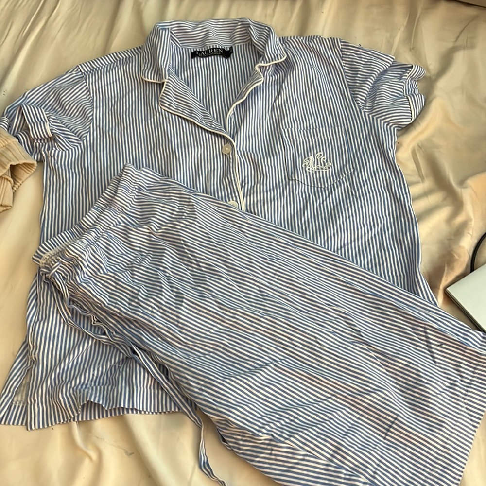 Ralph Lauren pj set blue stripes